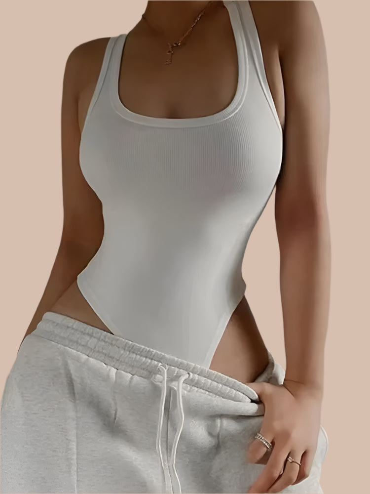 Sleeveless Knit Bodysuit Hot Summer Sexy Bodycon off Shoulder Halter Tops Casual Street Bodice for Women Clubwear